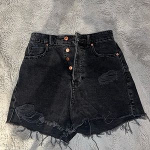 Zara Ripped Denim Mom Shorts